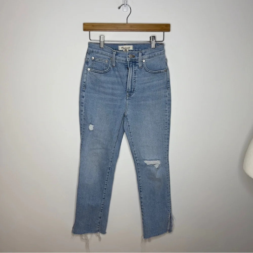 Madewell Perfect Vintage Jeans 23P Coffey Wash High Rise Distressed Raw Hem
